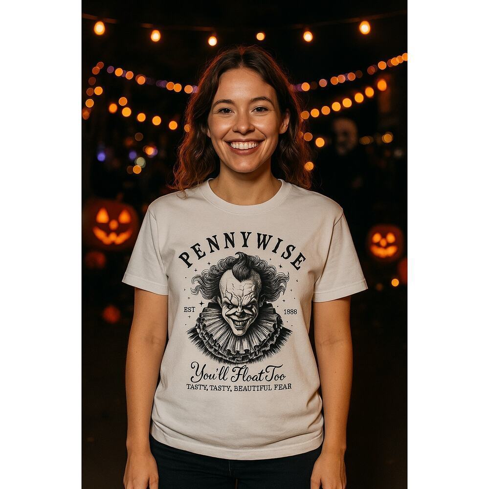Comfort Colors Pennywise You’ll Float Too Horror Graphic Tee Halloween NEW